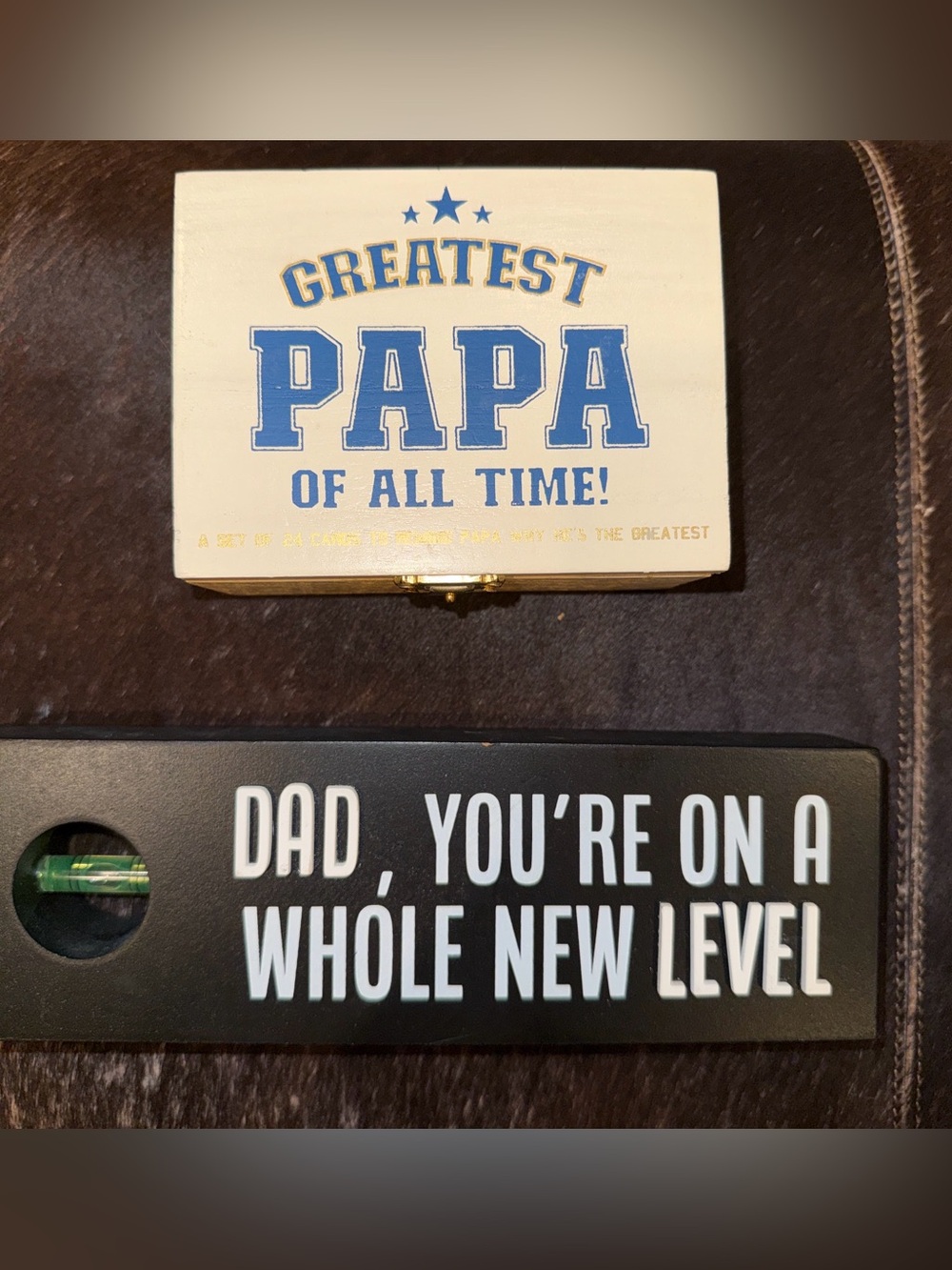 Brand New Dad Appreciation Leveler and Box with Cards